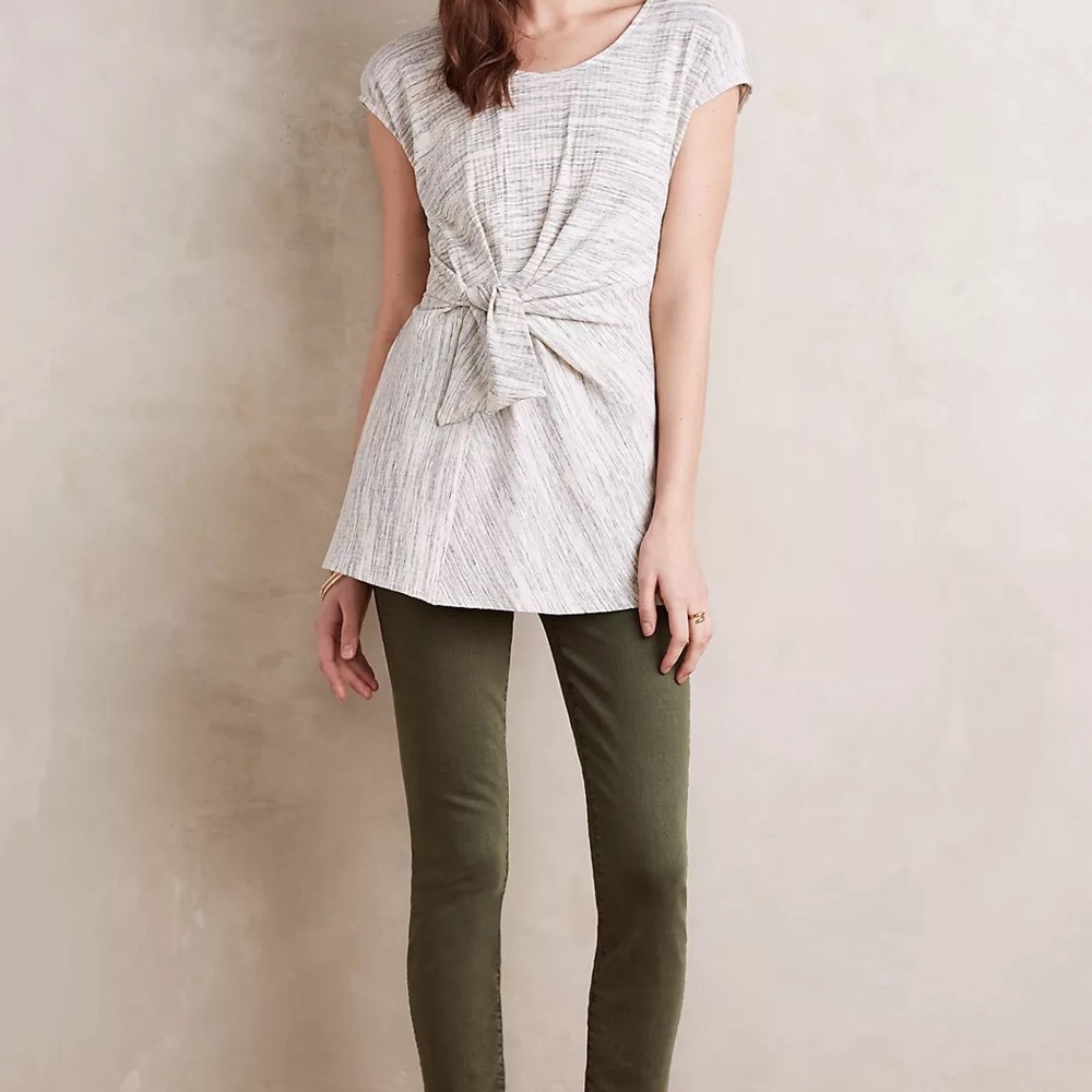 Anthropologie Everleigh Heathered Tie-Front Tunic